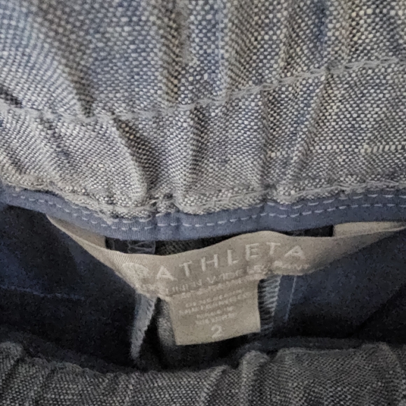 Athleta Cabo 100% Linen Wide Leg Pants Size 2 Blue - Picture 4 of 7
